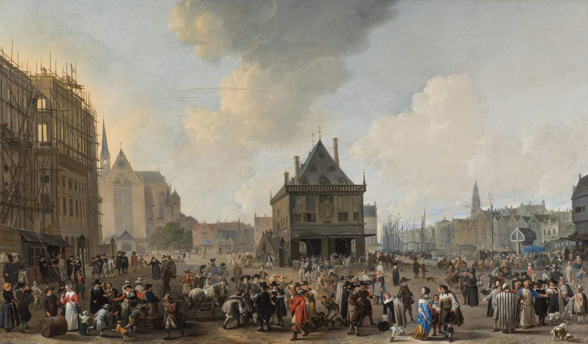 Johannes Lingelbach (ca. 1622 – 1674) Ansicht des Dam mit dem im Bau befindlichen neuen Rathaus, 1656 Öl auf Leinwand 122,5 × 206 cm Amsterdam, Amsterdam Museum