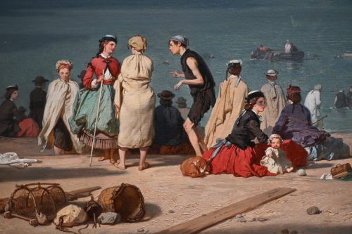 Eugène Le Poittevin, Das Seebad Strand von Étretat, 1866 - Privatsammlung